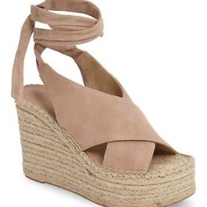 Marc Fisher Light Pink Suede Platform Wedges